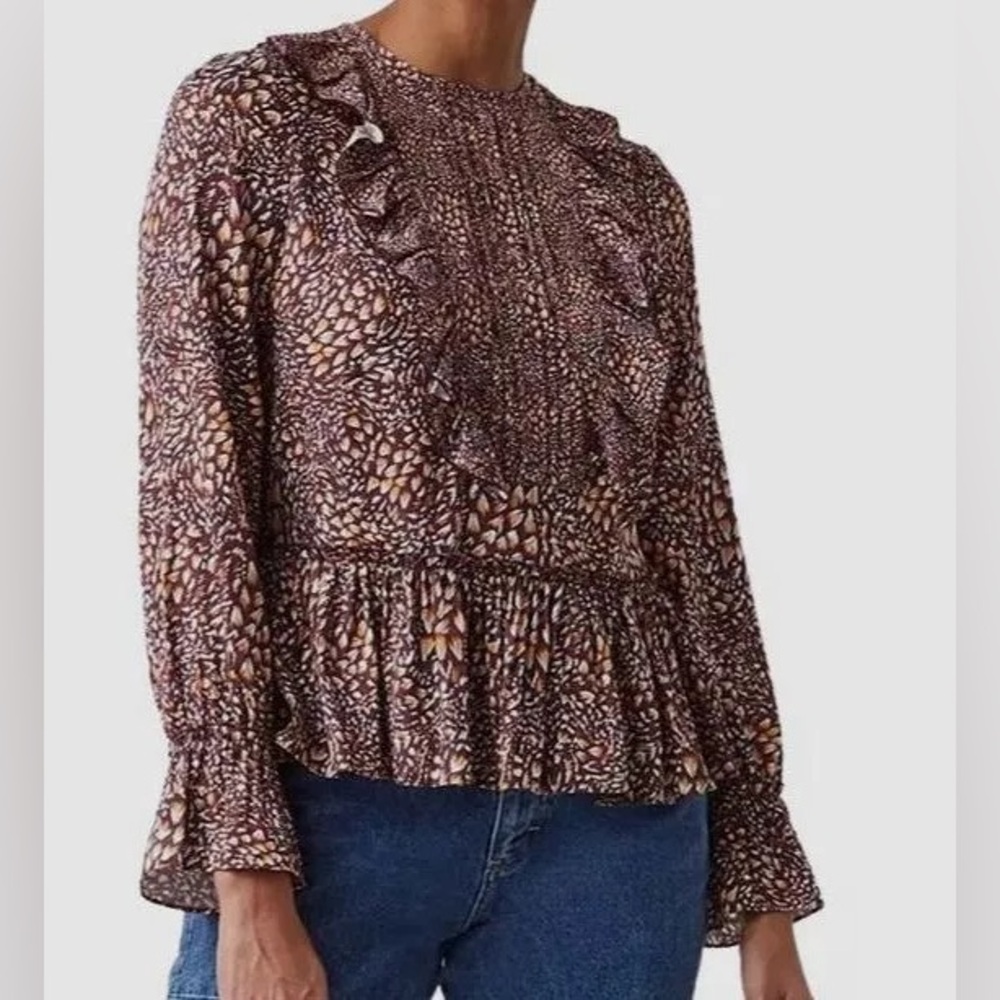 French Connection Faith Bitter Choc/Satsuma Top NWT XS